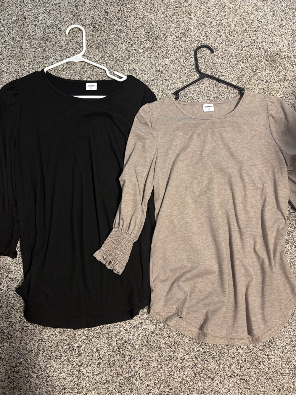 a new day Women’s Scoop Neck Puff Sleeve Top - Black & Taupe